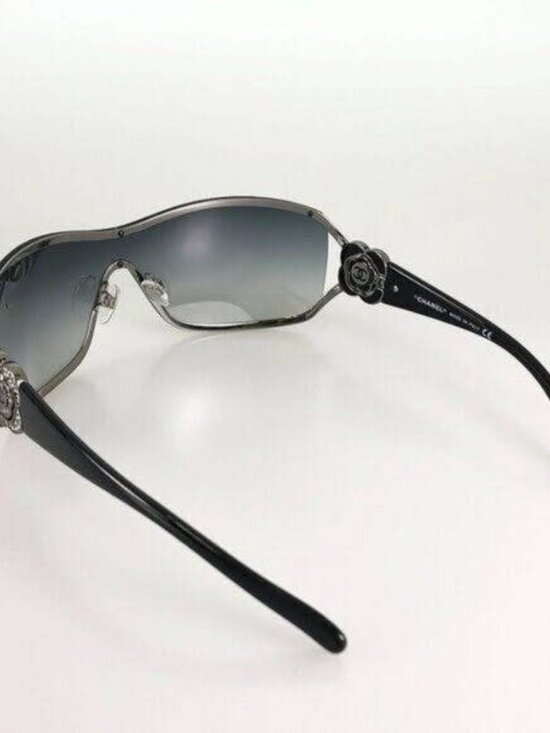Chanel CC Logo Rhinestone Camellia Sunglasses Shield Gradient Swarovski Crystal main image 5